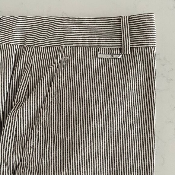 Lauren Ralph Lauren Active Striped 4 Pocket Cotton Bermuda Shorts Tan+White Sz 8 - Picture 4 of 12